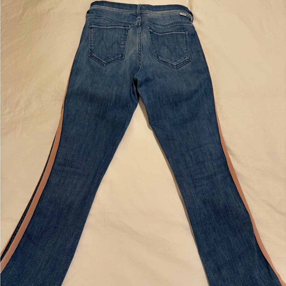 Mother insider crop step fray jeans with pink stripes!